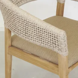Fauteuil extérieur en teck et résine + coussin