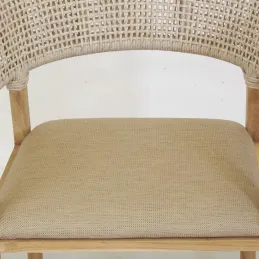 Fauteuil extérieur en teck et résine + coussin