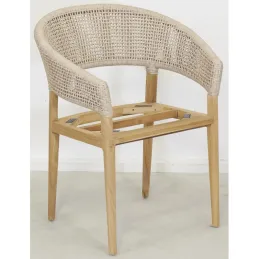 Fauteuil extérieur en teck et résine + coussin