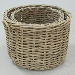 Cache-pots en poelet fendu sable (lot de 2)
