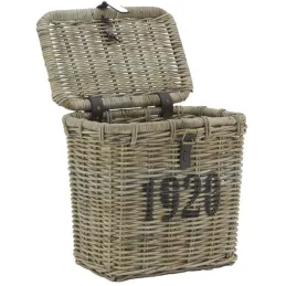 Coffre en poelet gris et cuir 1920