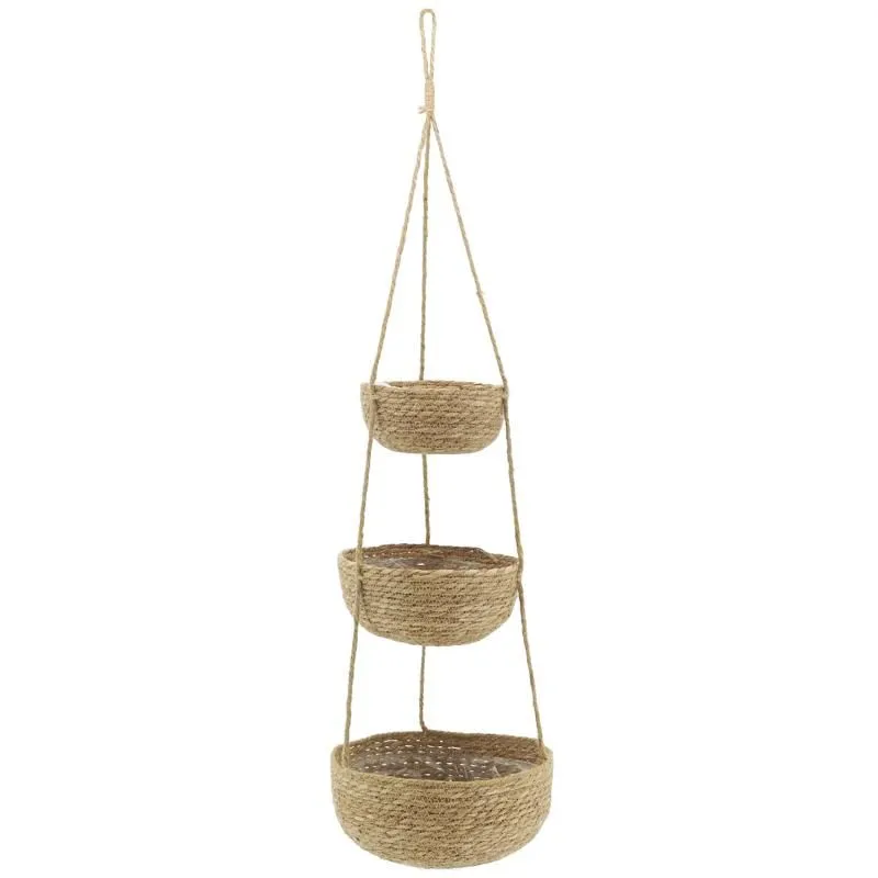 Suspension 3 pots en jonc naturel