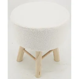 Tabouret en bouclette pied bois
