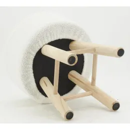 Tabouret en bouclette pied bois