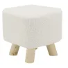 Tabouret carré enfant en coton bouclettes