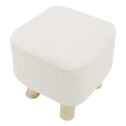 Tabouret carré enfant en coton bouclettes
