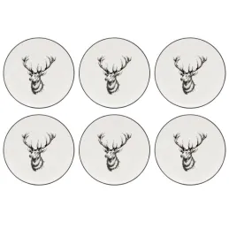 Vaisselle Cerf en porcelaine blanche et noire (lot de 6)