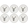 Vaisselle Cerf en porcelaine blanche et noire (lot de 6)