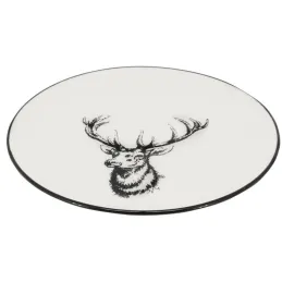 Vaisselle Cerf en porcelaine blanche et noire (lot de 6)