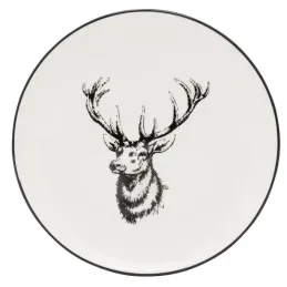 Vaisselle Cerf en porcelaine blanche et noire (lot de 6)