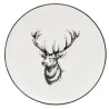 Vaisselle Cerf en porcelaine blanche et noire (lot de 6)