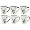 Vaisselle Cerf en porcelaine blanche et noire (lot de 6)