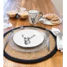 Vaisselle Cerf en porcelaine blanche et noire (lot de 6)