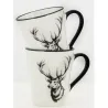 Vaisselle Cerf en porcelaine blanche et noire (lot de 6)