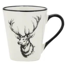 Vaisselle Cerf en porcelaine blanche et noire (lot de 6)