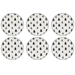 Vaisselle sapin en porcelaine noires et blanches (lot de 6)