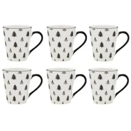 Vaisselle sapin en porcelaine noires et blanches (lot de 6)