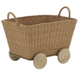 Chariot en rotin et bois