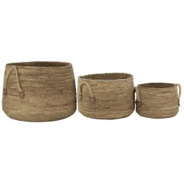 Cache-pots boules en abaca (lot de 3)