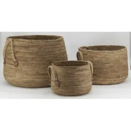 Cache-pots boules en abaca (lot de 3)