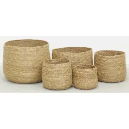Cache-pots ronds en jonc (lot de 5)