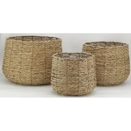 Cache-pots en jonc tissé (lot de 3)