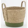 Cache-pots en jonc naturel et coton vert (lot de 3)