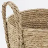 Cache-pots en jonc naturel et coton vert (lot de 3)