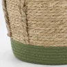 Cache-pots en jonc naturel et coton vert (lot de 3)