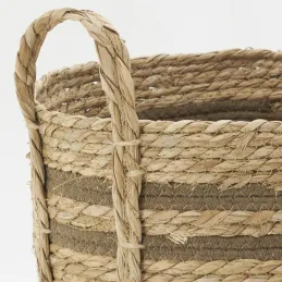 Cache-pots en jonc naturel et coton brun (lot de 2)