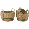 Cache-pots en jonc naturel et coton brun