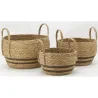 Cache-pots en jonc naturel et coton brun