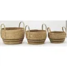 Cache-pots en jonc naturel et coton brun