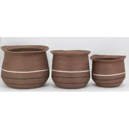 Cache-pots en jonc marron (lot de 3)