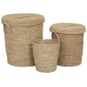 Lot 2 coffres + 1 poubelle en jonc naturel