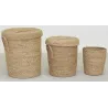 Lot 2 coffres + 1 poubelle en jonc naturel