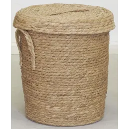 Lot 2 coffres + 1 poubelle en jonc naturel