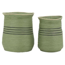 Cache-pots  en jonc vert (lot de 2)