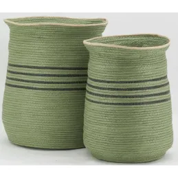 Cache-pots  en jonc vert (lot de 2)
