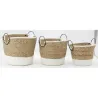 Corbeilles en jonc, coton et métal (lot de 3)