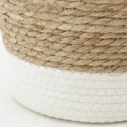 Corbeilles en jonc, coton et métal (lot de 3)