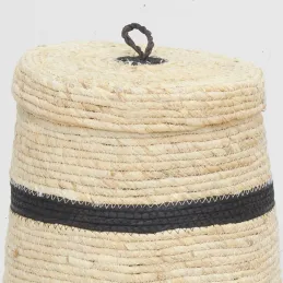 Coffres de rangement en maïs naturel et noir (lot de 3)