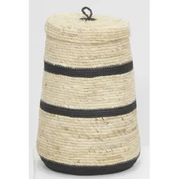 Coffres de rangement en maïs naturel et noir (lot de 3)