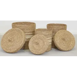 Boîtes de rangement en maïs naturel et blanc (lot de 3)