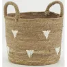 Cache-pots en abaca naturel et triangles blancs (lot de 3)