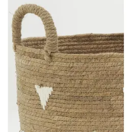 Cache-pots en abaca naturel et triangles blancs (lot de 3)