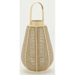 Lanterne bois et jute naturel