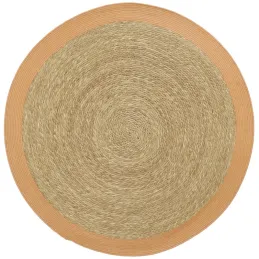 Tapis en jonc 120 cm naturel bordure colorée