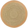 Tapis en jonc 120 cm naturel bordure colorée