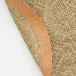 Tapis en jonc 120 cm naturel bordure colorée